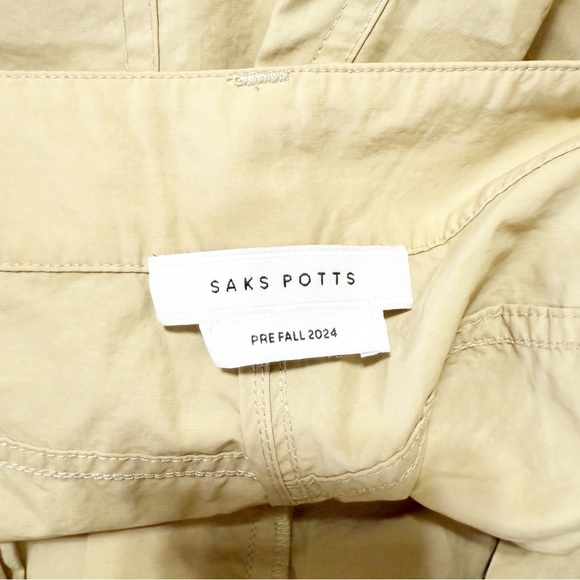 Saks Potts Lele Pleated Baggy Straight Leg Pants in Oat Brown size Medium - Picture 7 of 14